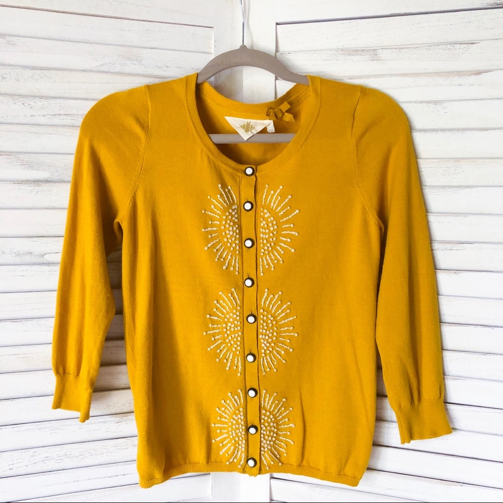 Anthropologie Mustard yellow cardigan